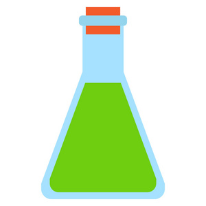 实验室玻璃图标矢量插图平面风格设计隔离在白色上。 彩色图形