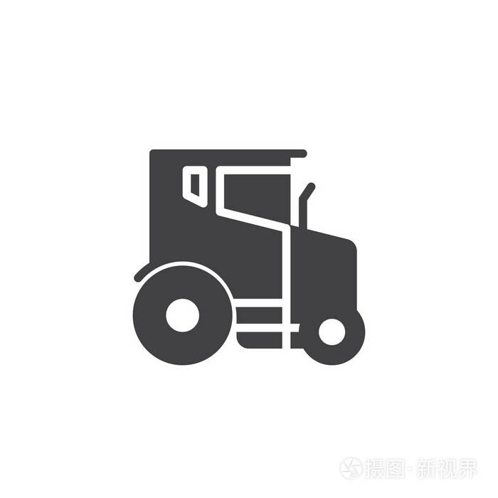 拖拉机图标矢量填充平面标志固体象形文字隔离在白色上.