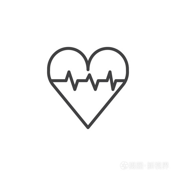心脏病学符号,标志插图.可编辑笔划
