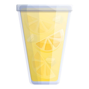柠檬水冰新鲜玻璃图标, 卡通风格