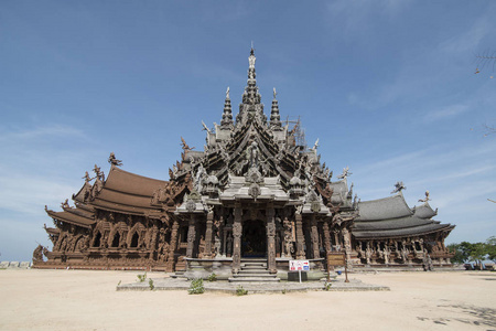 泰国Provinz ChonburiPattaya市真理神庙的木材保护区。 泰国芭堤雅2018年11月