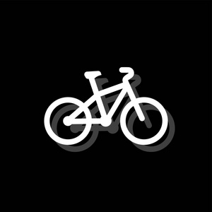 自行车。 白色平面简单图标阴影