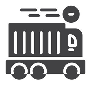 送货卡车图标矢量填充平面标志固体象形文字隔离在白色上。 符号标志插图。 像素完美图形