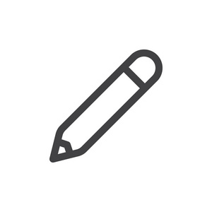 铅笔线简单图标轮廓矢量符号线性风格象形文字隔离在白色上。 编写编辑符号徽标插图。 可编辑笔画。 像素完美矢量图形