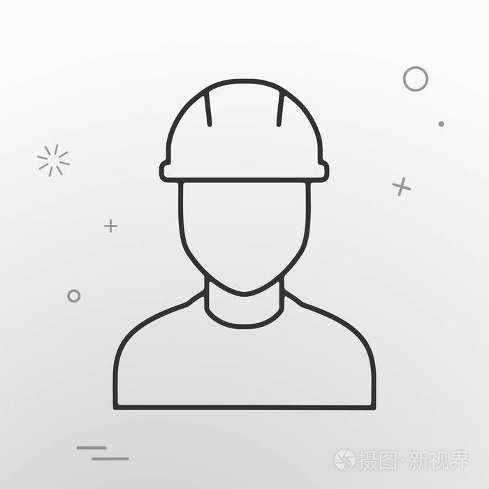 向量网络图标, 专业工程师建设者, 人在建筑头盔