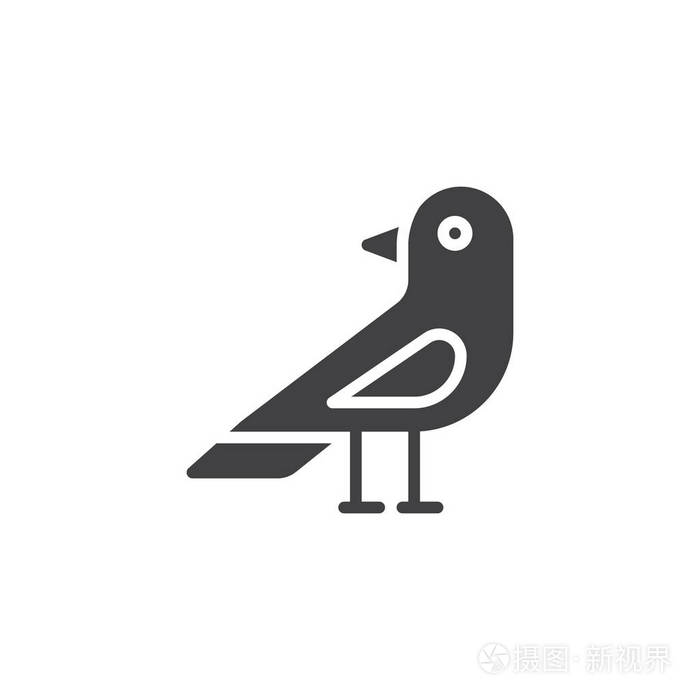 乌鸦鸟图标矢量填充平面标志固体象形文字隔离在白色上万圣节节日标志