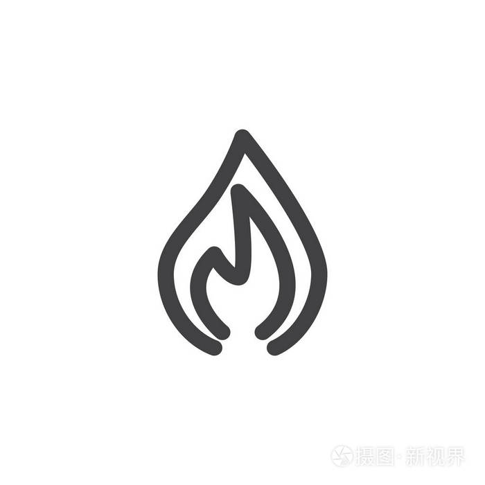 火自然元素图标矢量填充平标志固体象形文字隔离在白色上.