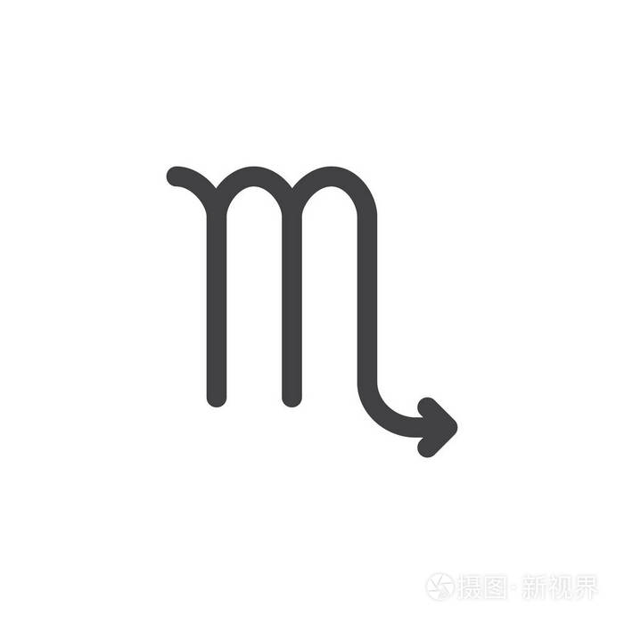 天蝎座生肖图标矢量填充平面标志固体象形文字隔离在白色.