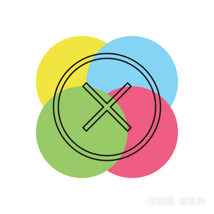 删除图标,没有符号关闭符号向量,取消错误,拒绝插图.