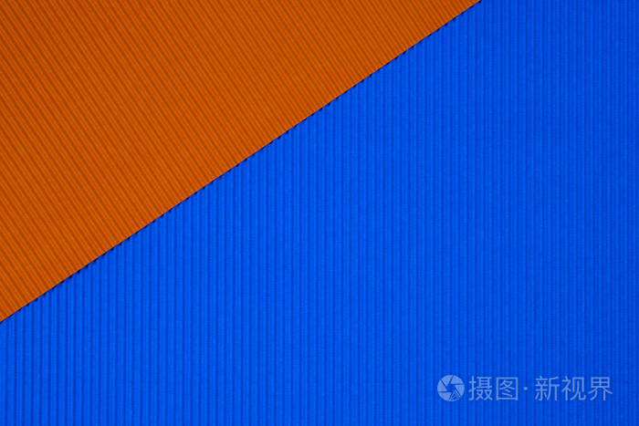 蓝色和橙色瓦楞纸纹理用于背景.
