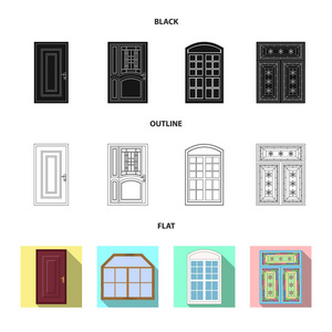 矢量设计的门和前标志。股票的门和木质矢量图标集