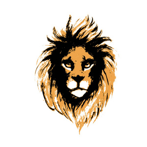 狮子画笔画肖像头像水彩丙烯酸酯插图矢量