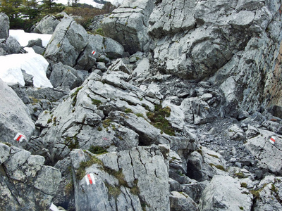 瑞士圣加伦州丘尔弗林登山脉的石头和岩石