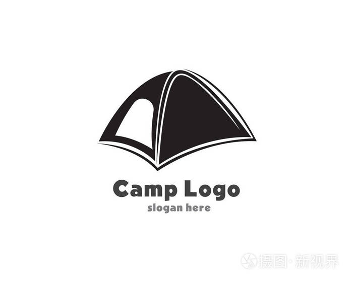 帐篷营地黑色标志