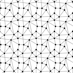 抽象几何虚线无缝图案。 白色背景上的矢量黑点和线条