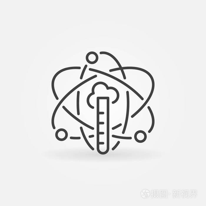 试管内原子矢量化学概念线性图标