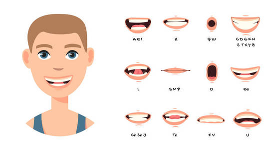 已识别到 1000个 卡通说话的嘴和嘴唇表情矢量动画姿势.