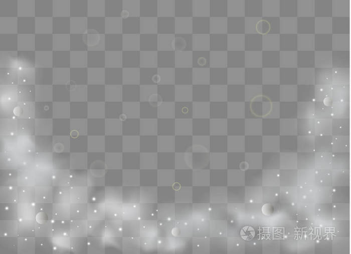 透明特效突出雾或烟雾. 白云矢量雾或烟雾火花闪闪发光. 矢量图.
