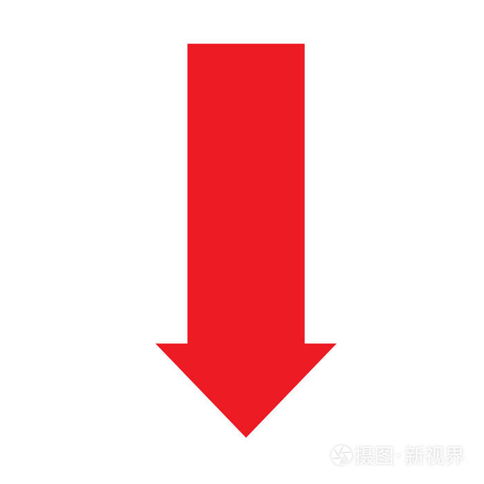 白色背景上的箭头向下图标. 平的风格.
