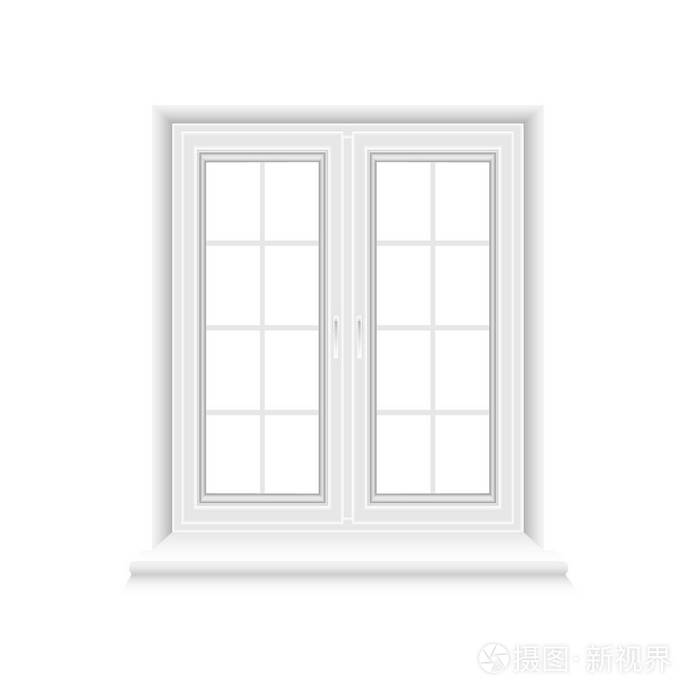 传统的白色窗框隔离在白色背景上.