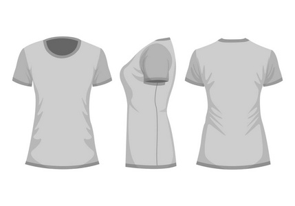 s tshirt with short sleeve. Front, back, side view. Isolated on