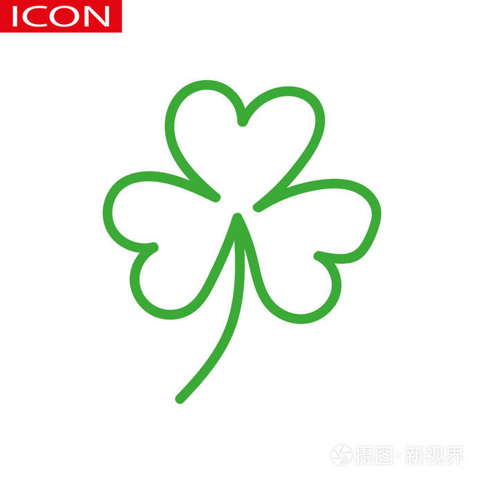 四叶绿色三叶草ahnd画幸运的quatrefoil祝你好运符号贺卡补丁衣服标志