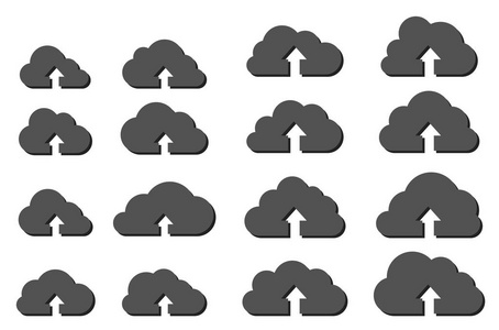 带有白色背景阴影的云上传收集