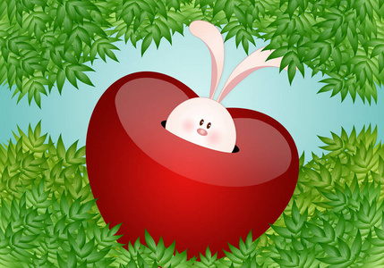 红心可爱的兔子