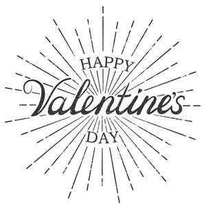 情人节快乐白底射线贺卡。祝贺2月14日的设计。矢量复古插图