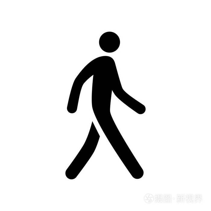 步行或穿越人黑色图标标志轮廓. 向量eps10