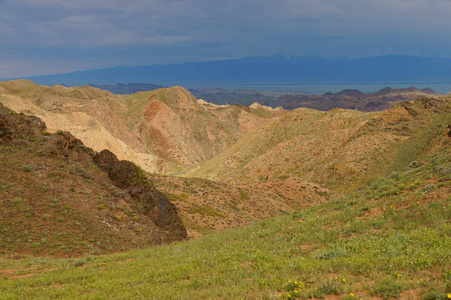 查林峡谷附近的山脉。 哈萨克斯坦