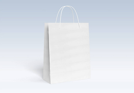 空白购物袋模型隔离在灰色背景三维渲染