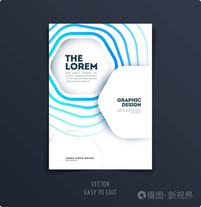抽象设计手册封面, 创意传单在 a4 与丰富多彩的几何线的品牌, 营销
