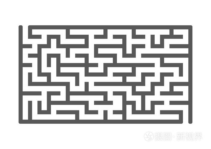 黑色长方形迷宫. 孩子们的游戏. 儿童拼图. 迷宫难题.