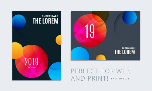 一套设计的小册子软模板封面。五颜六色的现代摘要, 年度报告, 形状为品牌