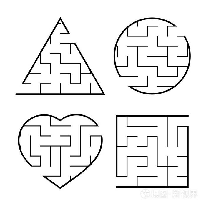 迷宫难题. 白色背景下孤立的平面矢量插图插画-正版