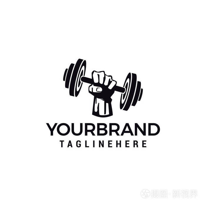 健身俱乐部设计矢量模板的手杠矢量标志设计