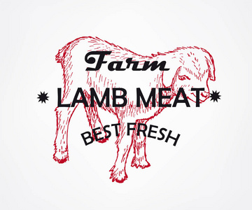 最好的鲜肉。农场。羔羊。矢量插图徽标