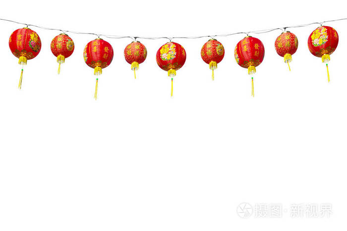 白色背景的中国红灯笼