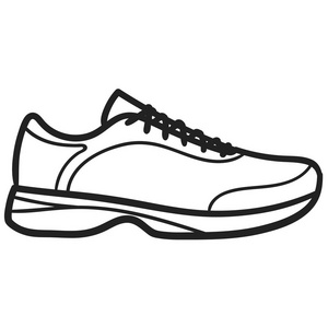 白色背景的漂亮手绘运动鞋的轮廓图标