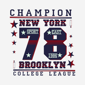 t恤纽约布鲁克林体育运动穿着运动排版标志t恤邮票图形老式te印花运动服装设计
