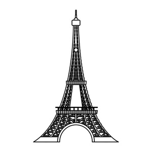 埃菲尔铁塔线建筑巴黎法国矢量插图