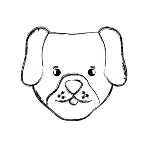 图形可爱的狗头宠物动物矢量图
