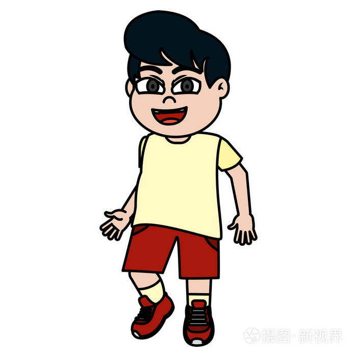有发型和运动服装的彩色男孩插画-正版商用图片18a3tk-摄图新视界