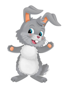 卡通快乐复活节兔子白色背景插图儿童