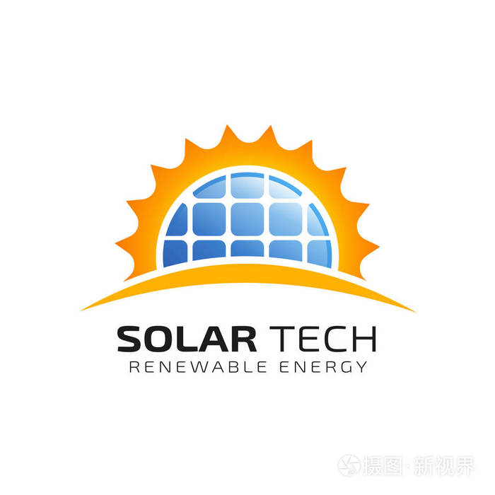太阳太阳能标志设计模板. 太阳能科技标志设计