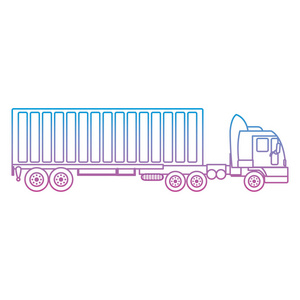 退化线路侧卡车运输，集装箱货物矢量插图