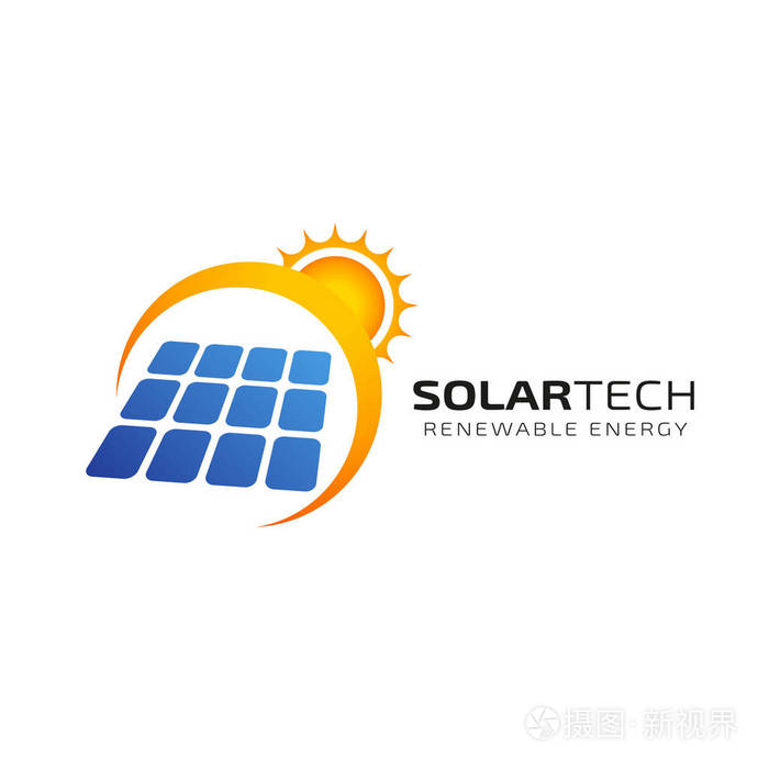 太阳太阳能标志设计模板. 太阳能科技标志设计