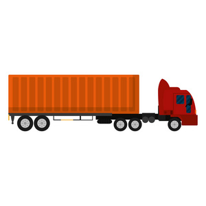 侧面卡车运输集装箱货物矢量插图