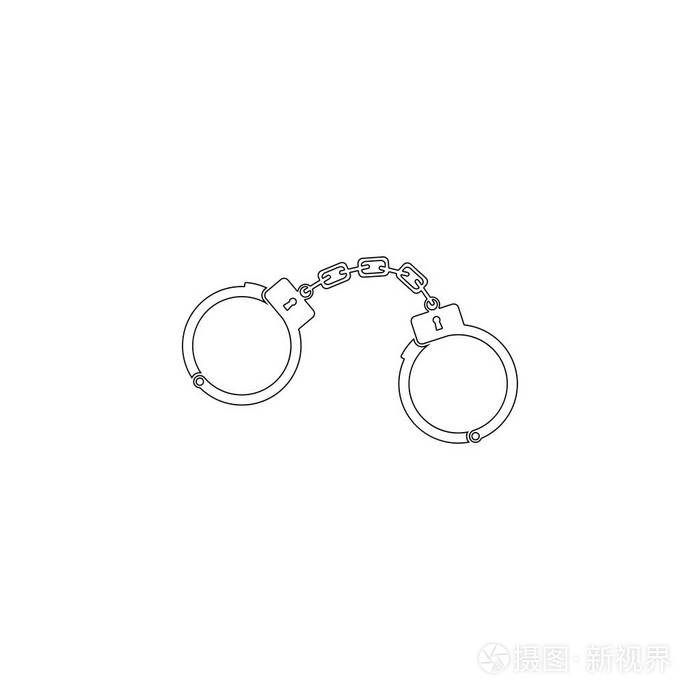 手铐. 简单的平面矢量图标插图. 轮廓线符号可编辑笔画